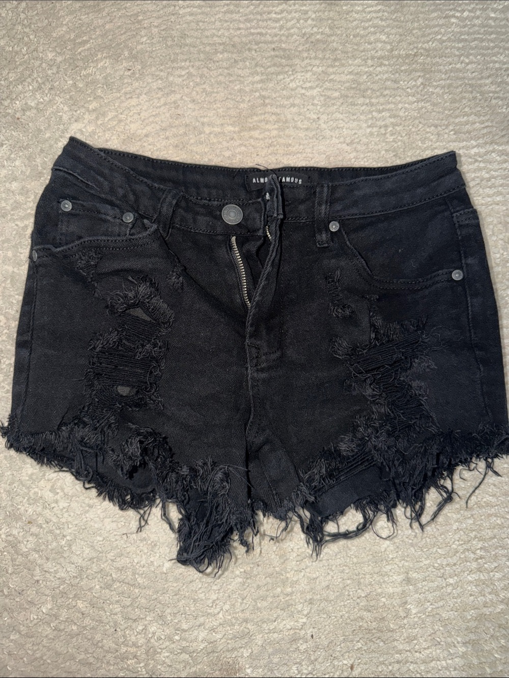 Almost Famous Black Distressed Frayed Denim Shorts